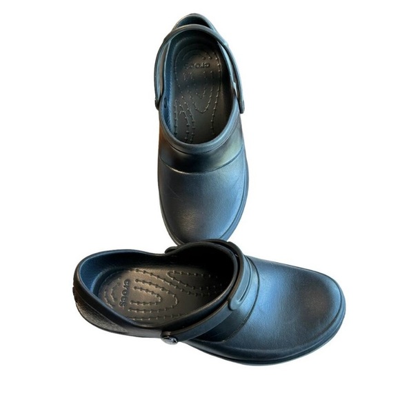 Crocs Mercy Rubber Clogs Women's Sz 8 Black Croslite Non-Slip Workwear - Picture 4 of 7